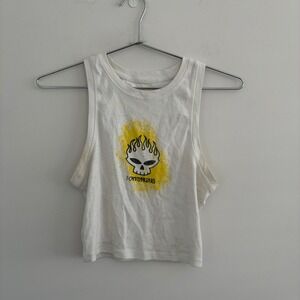 The Offspring Band Graphic White Cropped Tank Top Small